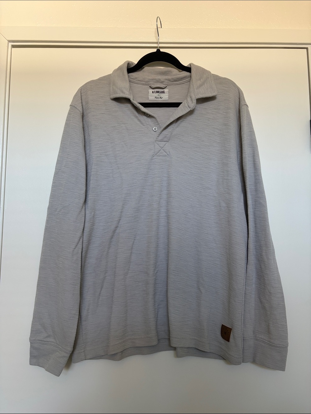 Linksoul Light Gray Long Sleeve Knit Polo